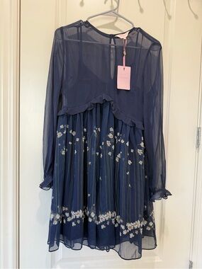 Ted Baker Pearl Printed Long Sleeve Mini Dress